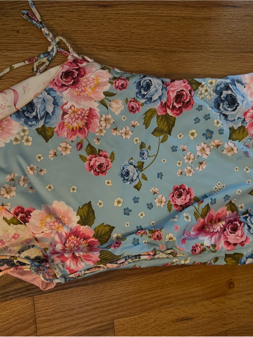 Floral One-Piece Swimsuit in Sky Blue